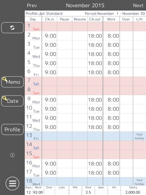 Work Log HD -Time sheet- screenshot-2