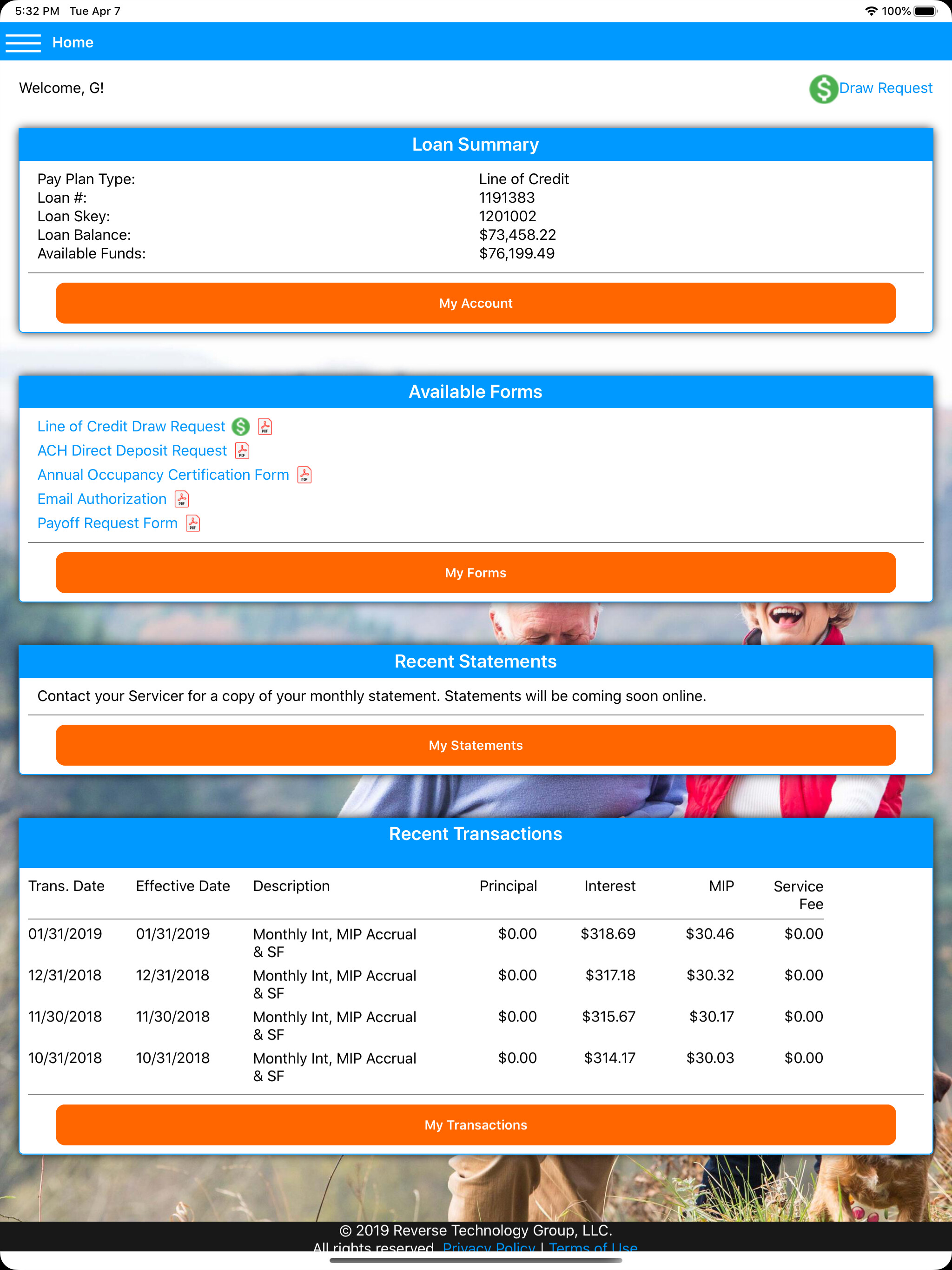 myReverseAccount Mobile App