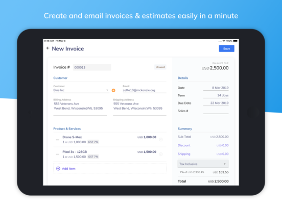 Invoicebillity iPad screenshot