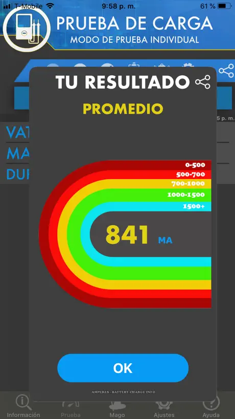 Ampere: información de bateria