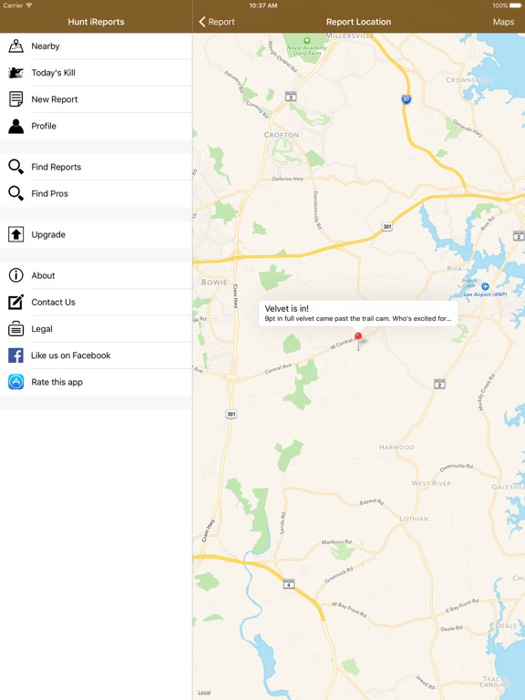 Hunt iReports iPad screenshot 4 - Sports app