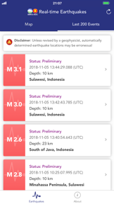 WRS-AEIC Real-time Earthquakes screenshot