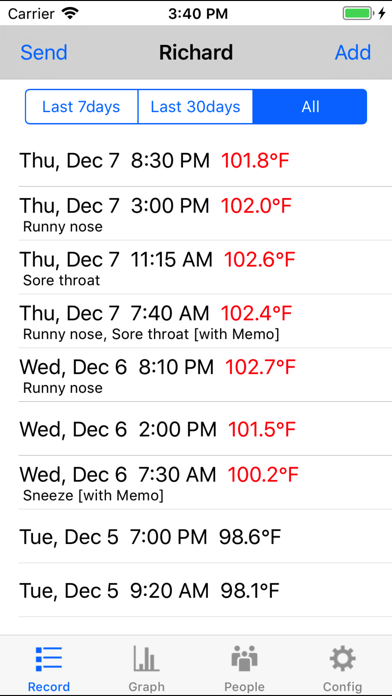 Body Temperature Recorder Screenshot