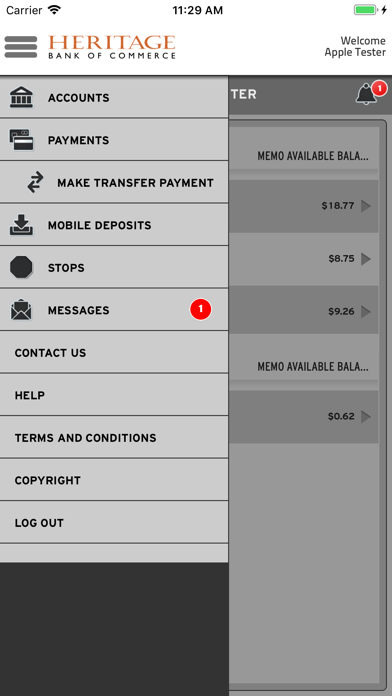 Heritage Bank of Commerce Screenshot