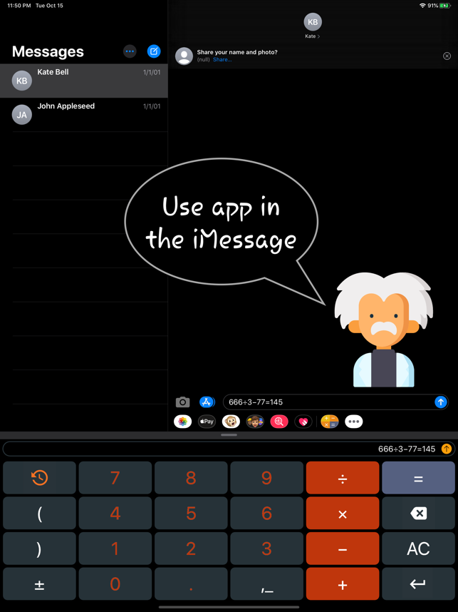 ‎Calcvier: schermata della calcolatrice con tastiera