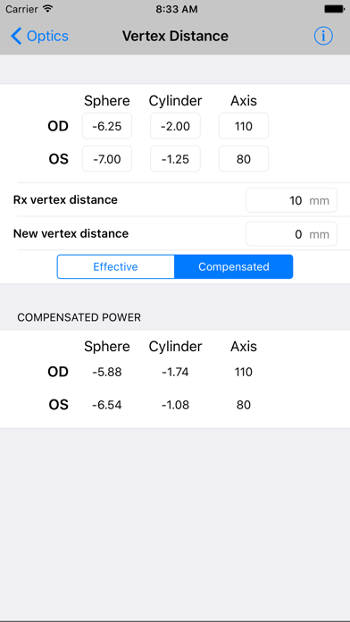 Screenshot #1 pour Optics Clinical Calculator