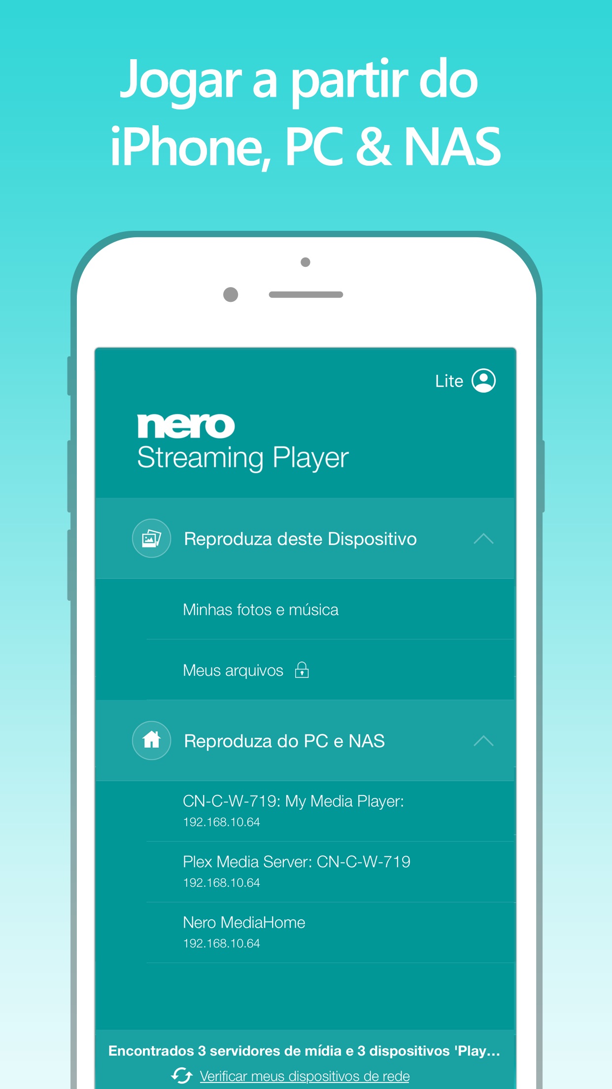 Screenshot do app Nero Streaming Player