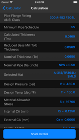 Pipe and Flange Calculator screenshot