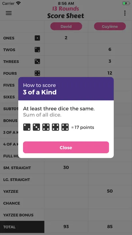 13 Rounds Score Sheet