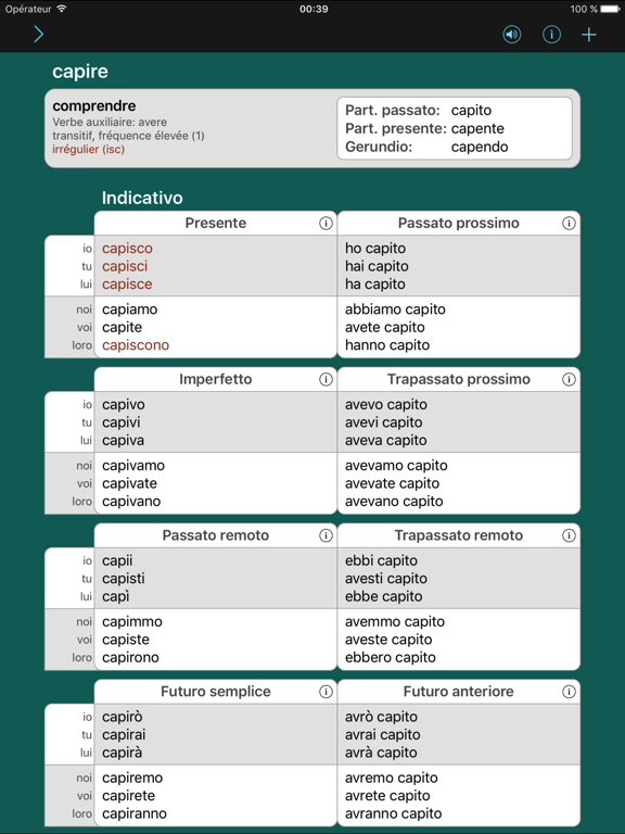 Screenshot #5 pour Verbes italiens et conjugaison