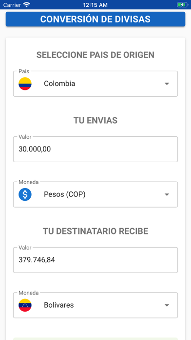 Cambios App Screenshot