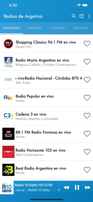 Radios de Argentina en Vivo su App Store
