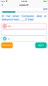 Test zur grammatik A1-A2-B1-B2 screenshot