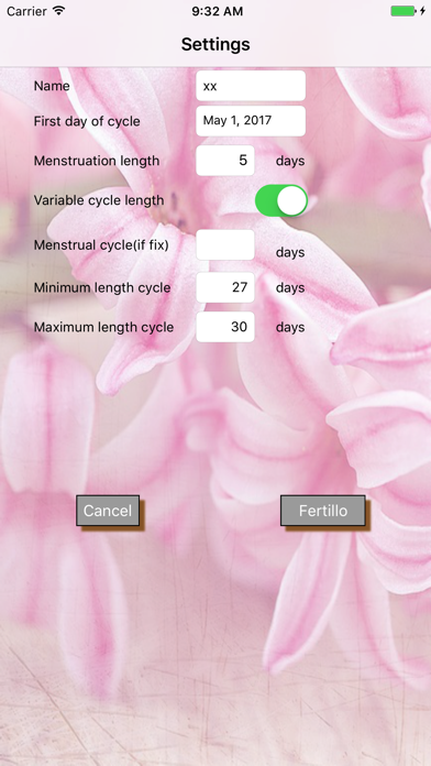 Fertillo Ovulation Calculator Screenshot