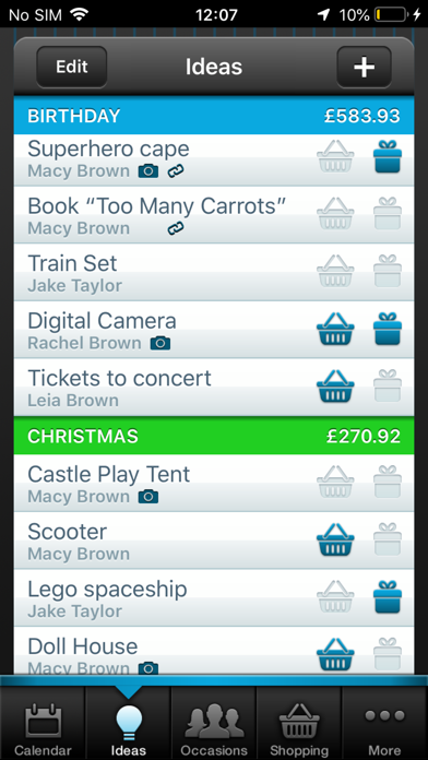 Gift Plan Screenshot