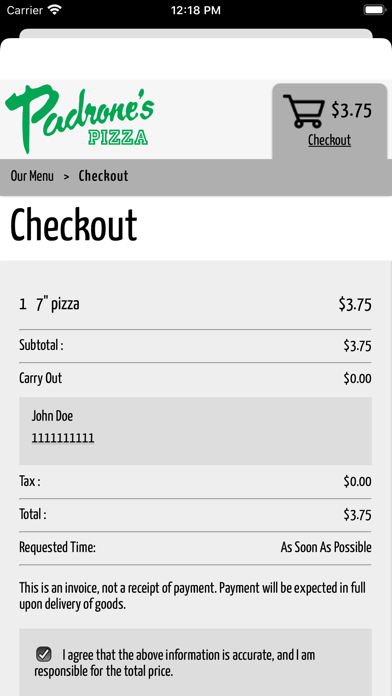Padrone's Pizza iPhone screenshot 4 - Food & Drink app
