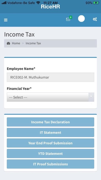 RiceHR ESS app screenshot