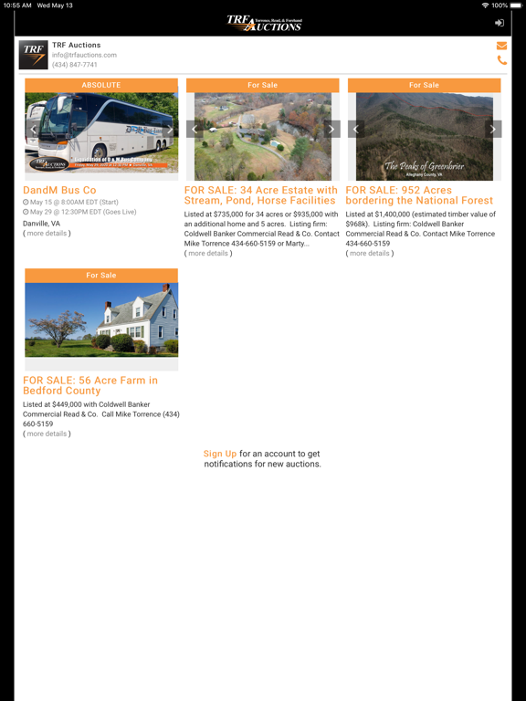 TRF Auctions iPad screenshot 3 - Business app