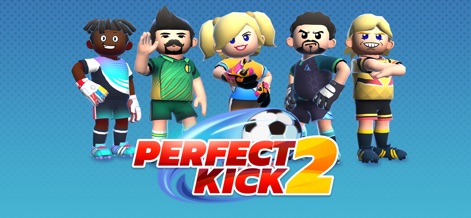Perfect Kick 2 - Experience the vibrant world of Perfect Kick 2, showcasing its dynamic logo and diverse character designs that promise exciting gameplay.