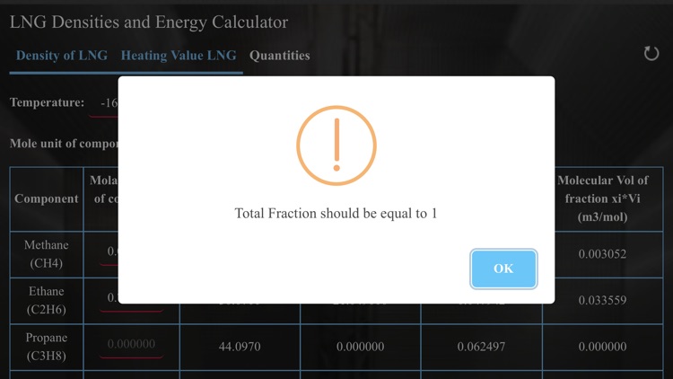 LNG Densities and Energy calc