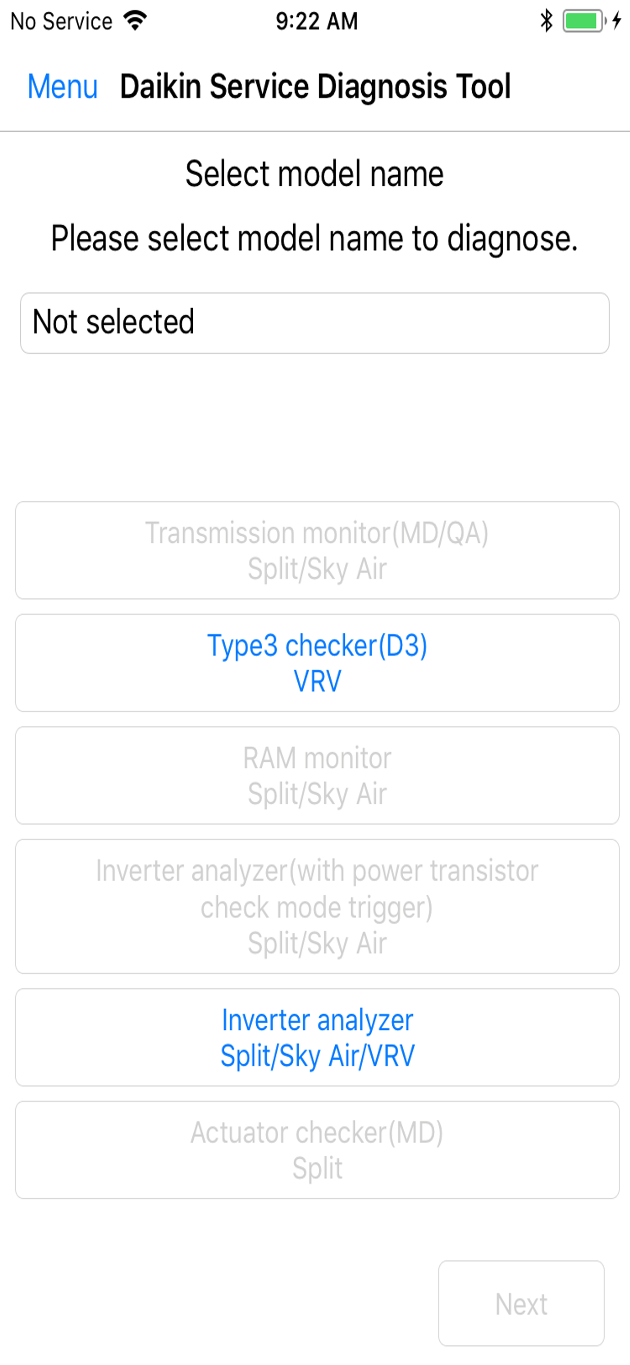 Daikin Service Diagnosis Tool
