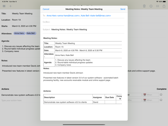 Meeting Notepad iPad app afbeelding 4