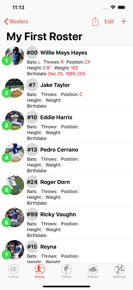 Lineup Card