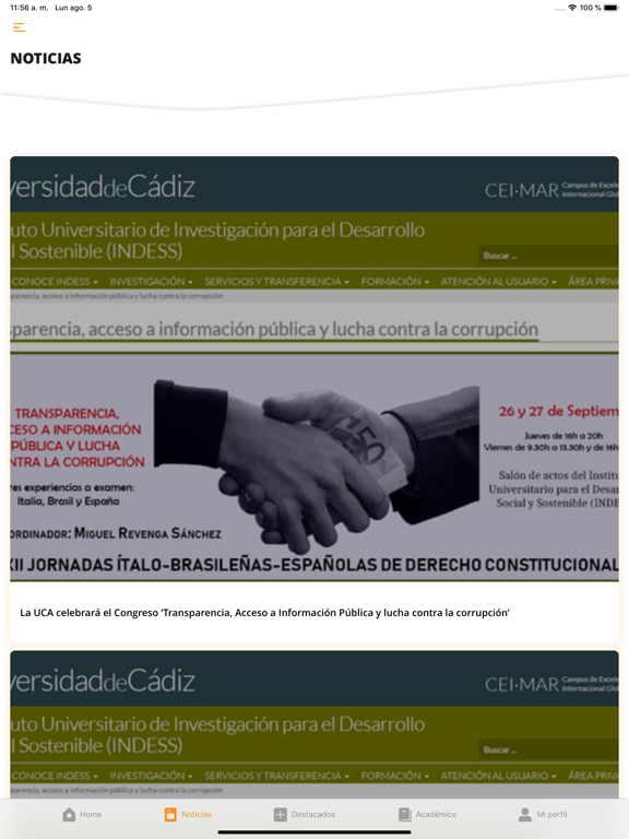 AppUCA iPad screenshot