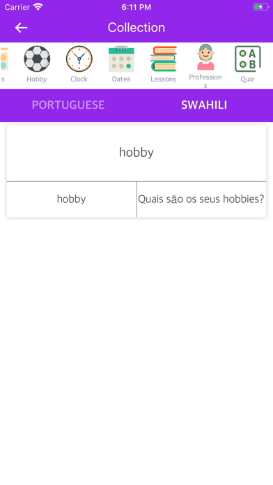 Portuguese Swahili Dictionary Screenshot