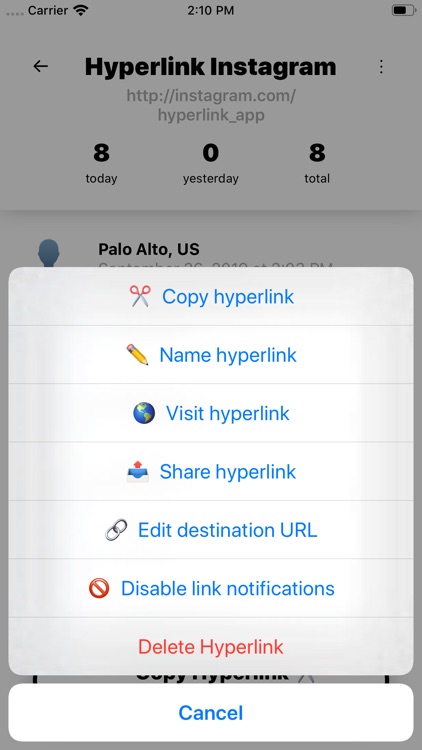 Hyperlink - Link Notifications