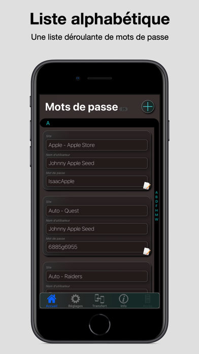 Screenshot #1 pour Liste de mots de passe simples