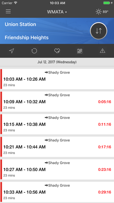 onTime : DC Metro - WMATA Screenshot