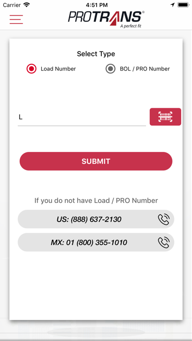 Protrans Driver App Screenshot