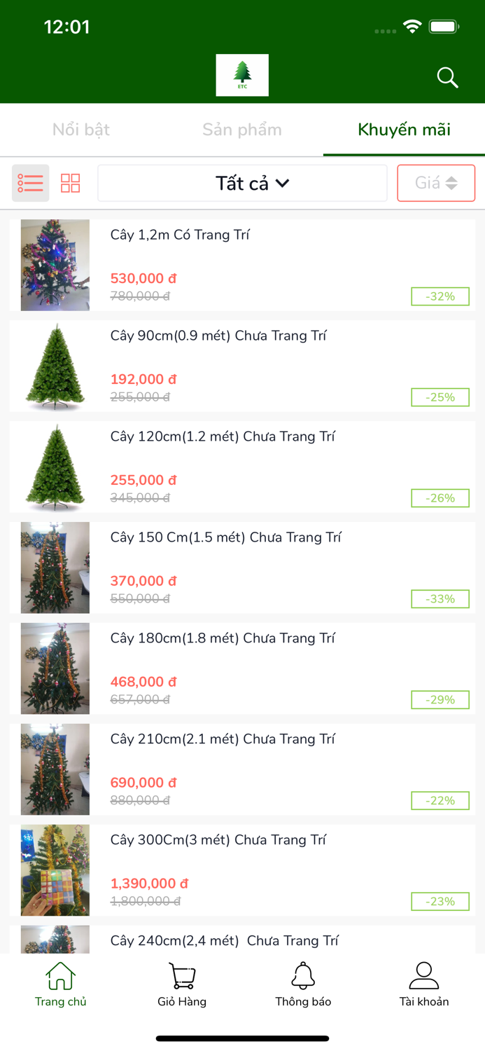 Bán cây thông Noel