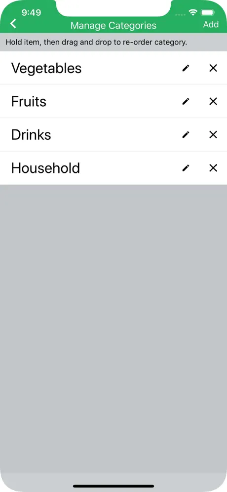 Out of - Grocery Shopping List