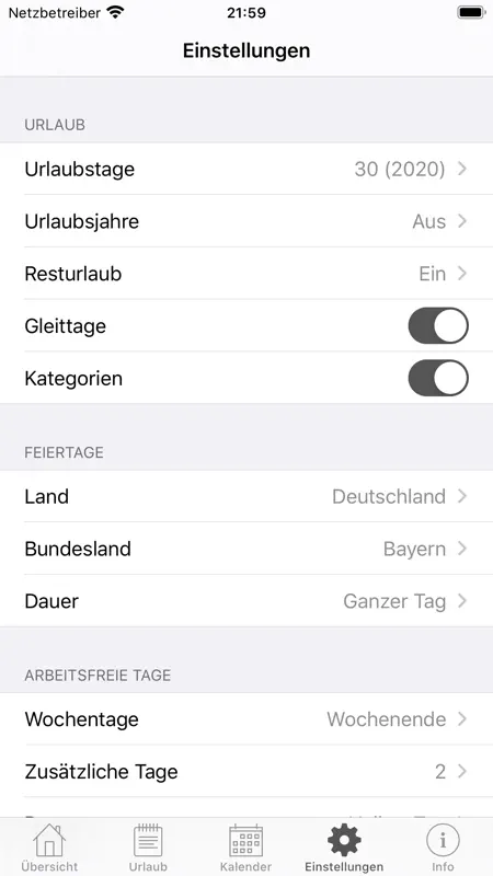 Jahresurlaub Planer screenshot 5 of 10
