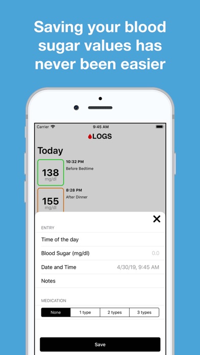 Diabetes Logs Screenshot