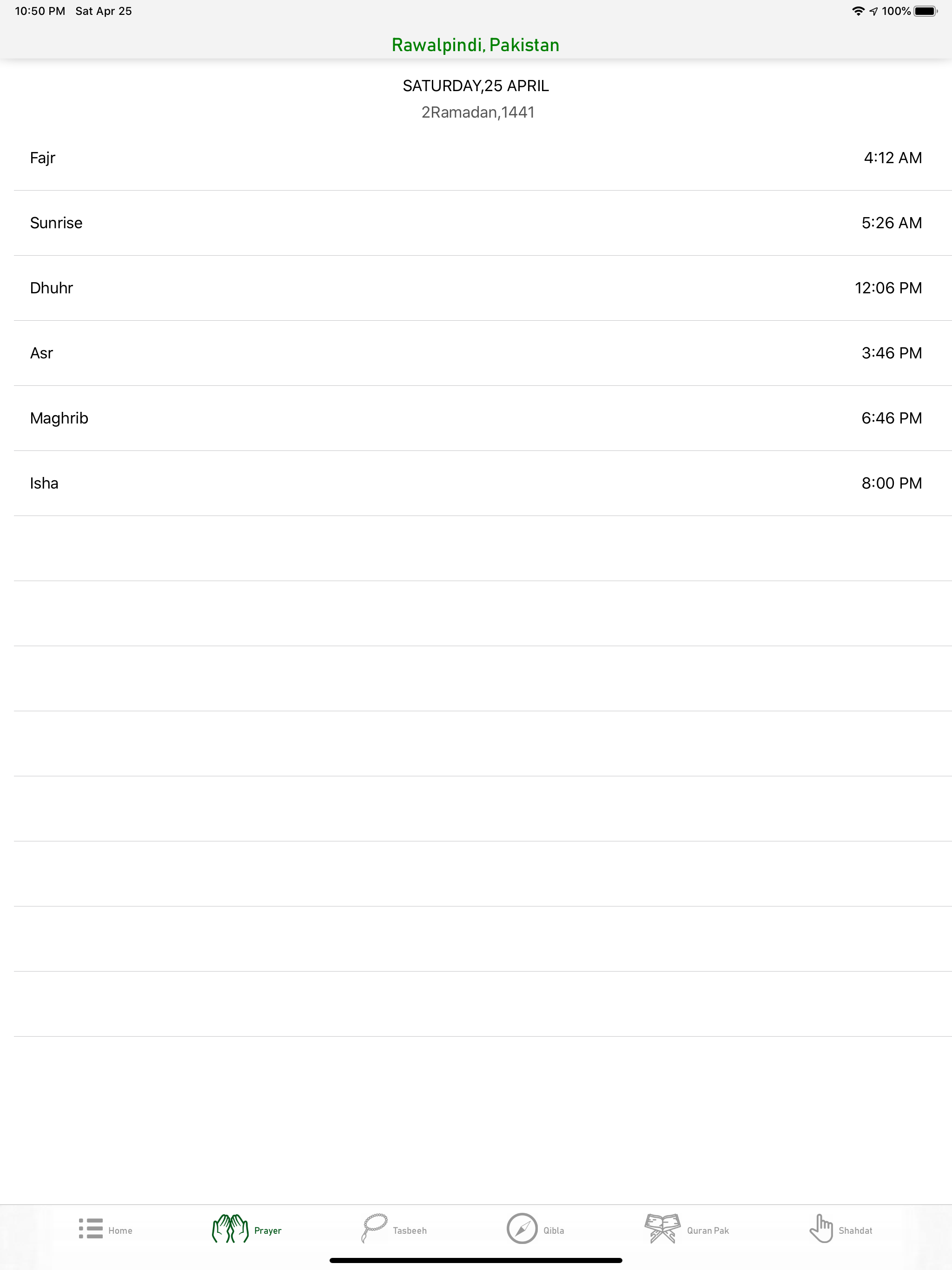 Qibla Direction - Prayer times
