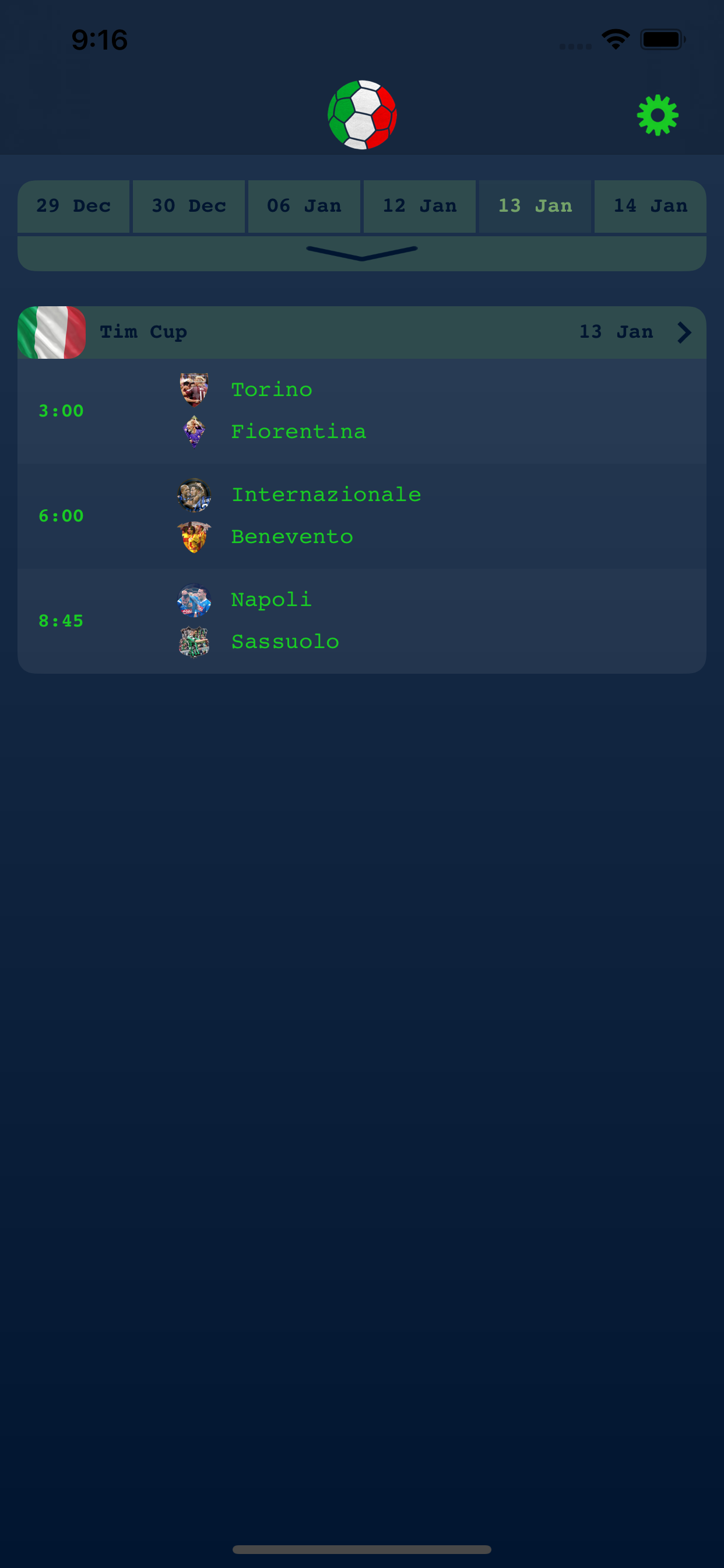Live Results Italian Serie A