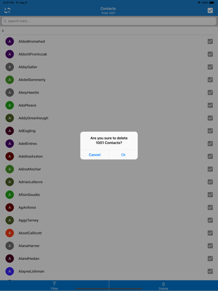 Delete Multiple Phone Contacts