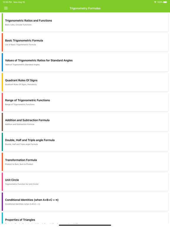 Trigonometry Formulas