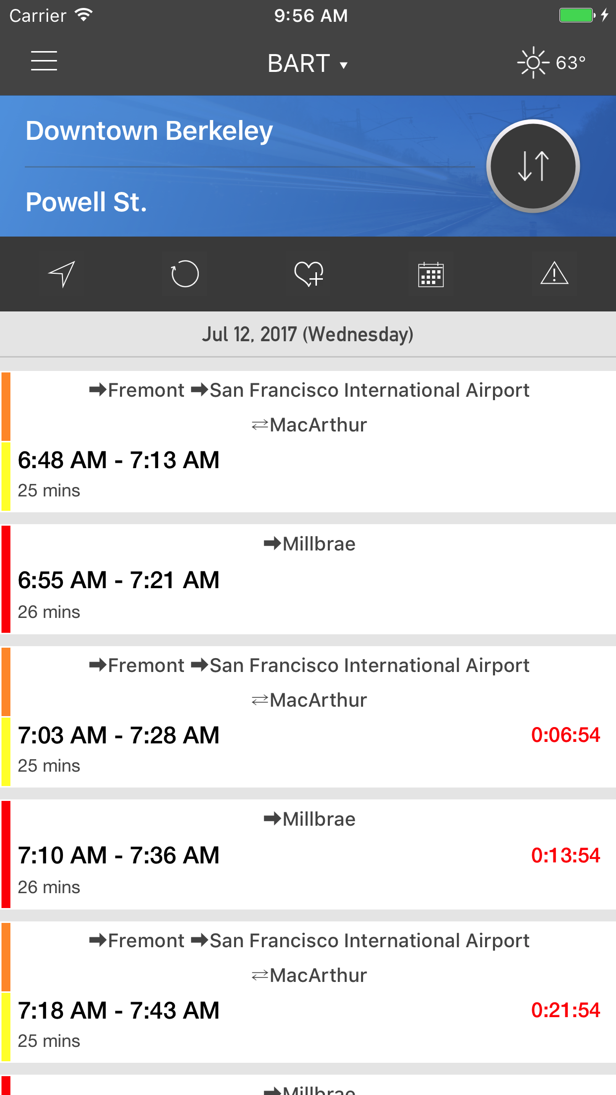 onTime : BART, Muni, Caltrain.