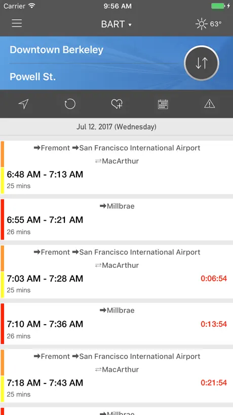 onTime : BART, Muni, Caltrain.