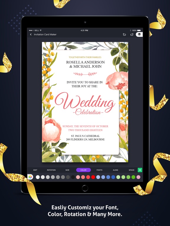 Invitation Card Maker iPad screenshot 4 - Photo & Video app