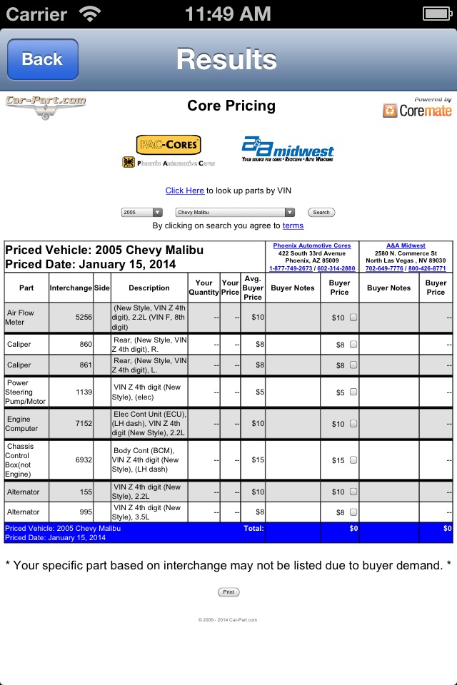 Core Pricing by Car-Part.com screenshot 3