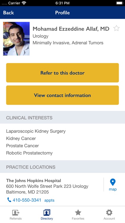 Johns Hopkins Doctor Referral