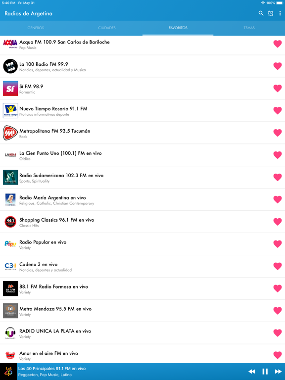 Radios de Argentina en Vivo iPad screenshot 4 - Music app