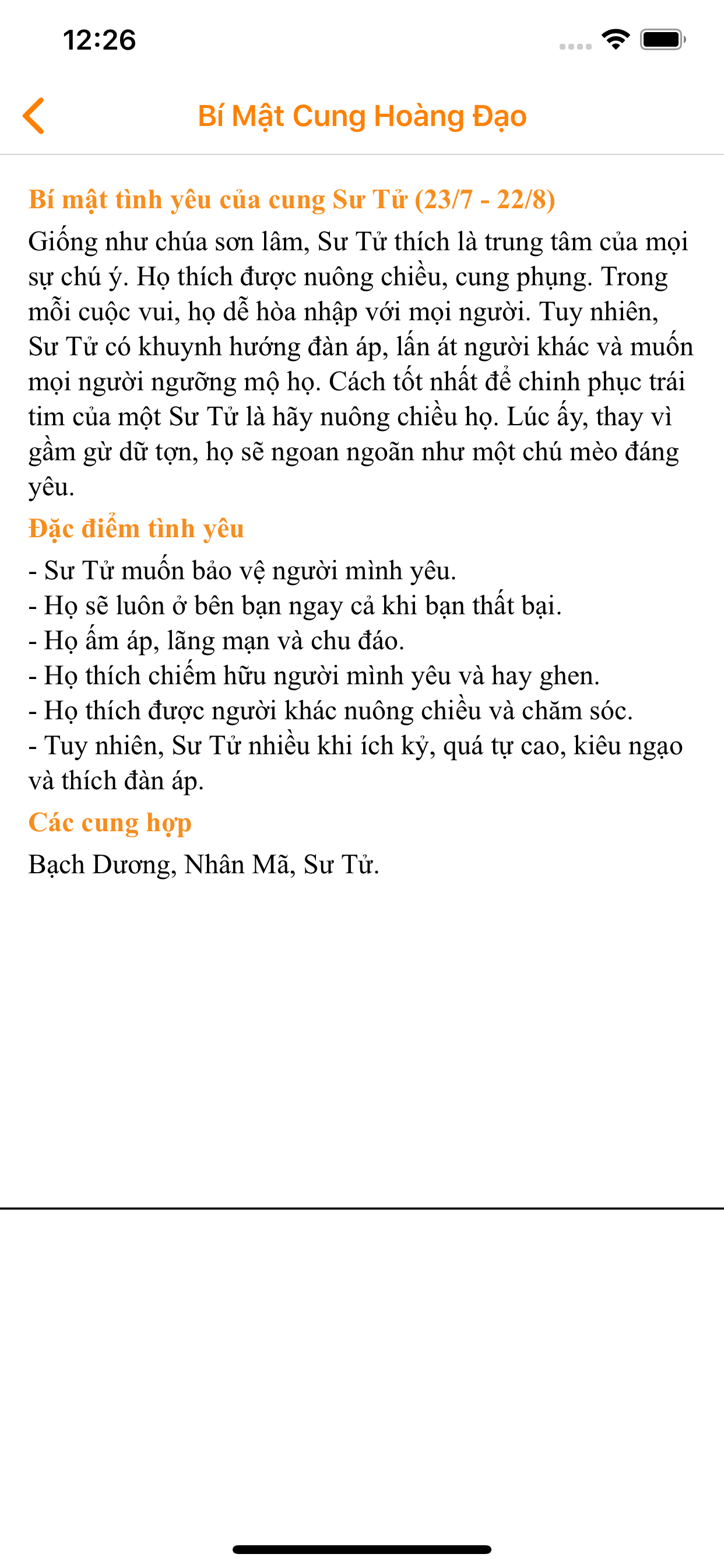 Bí mật tình yêu cung hoàng đạo