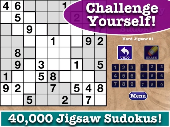FREE Expert Sudoku - Samurai, Hyper, Jigsaw and X (Cross) Sudokus to Challenge You! screenshot