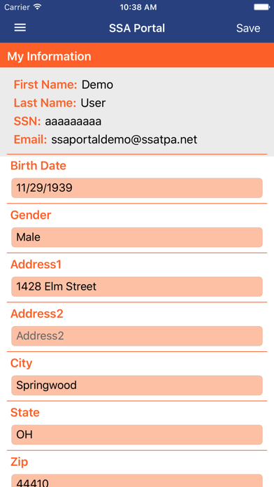 SSA Portal Screenshot
